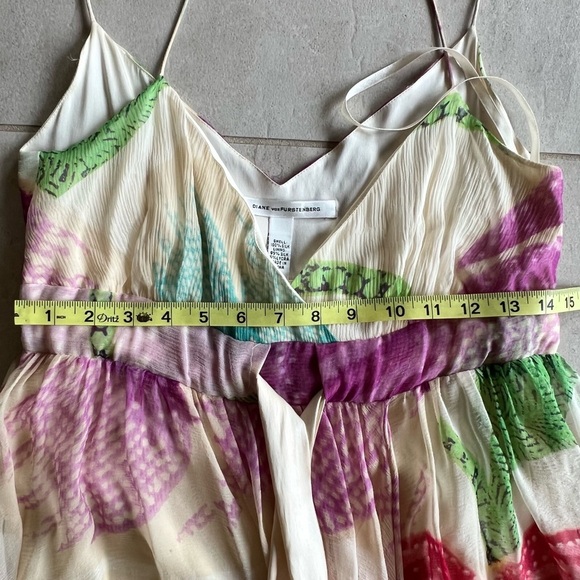 DVF Diane Von Furstenberg Silk Chiffon Silk Overlay Spaghetti Strap Dress Size 4 - Picture 9 of 11